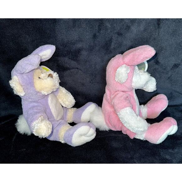 Animal Adventure Teddy Bear in Bunny Rabbit Costume Stuffed Plush Toy Lot of 2 - Picture 6 of 7